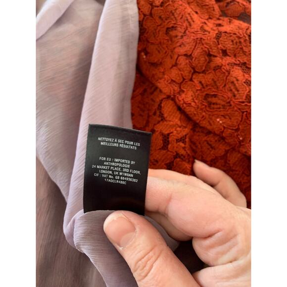 moulinette soeurs size 4 small anthropologie casual f zipper skirt red lace rust - Picture 8 of 12